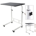 Yunnyp Adjustable Overbed Bedside Table with Wheels , Mobile TV Dinner Tray Slide Table for Bed Sofa Tray, 23.6" Wide, Adjustable Height, C-Shaped