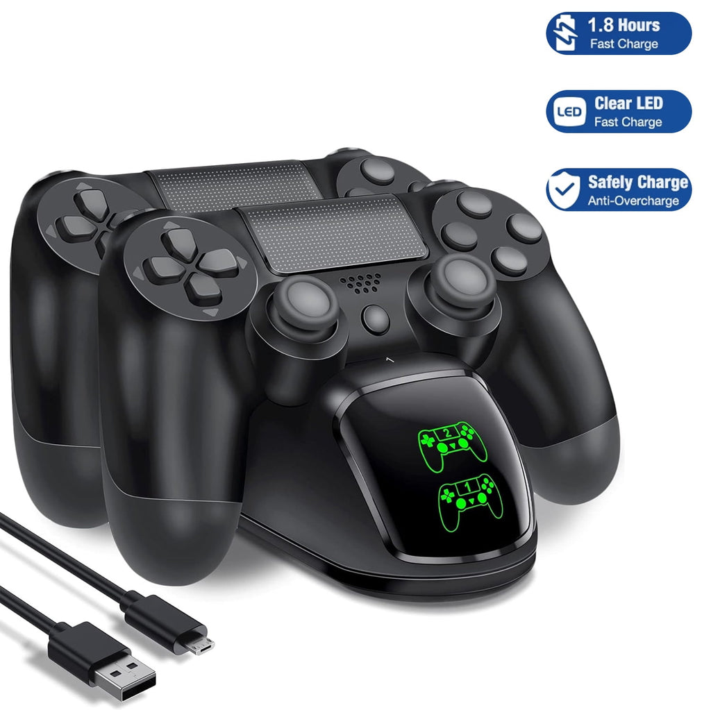 Yunnyp Charging Station for PS4 Controller, Dual Controller Charging Station with Dual USB Fast Charging for Playstation 4/PS4/ Pro /PS4 Slim Controllers with LED Indicator, Black