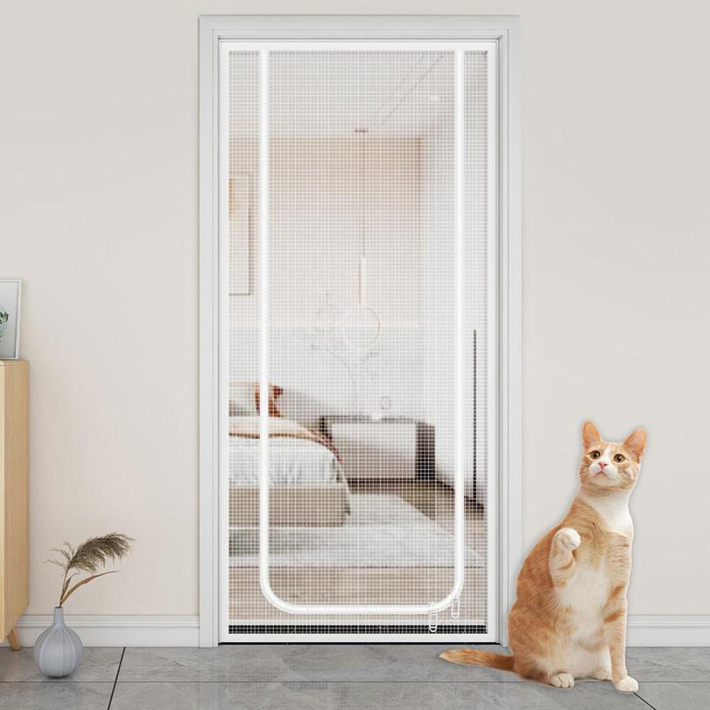 Yunnyp Reinforced Cat Screen Door, 32”X82” Cat Resistant Scratch Proof Mesh Screen Door with Zipper for Living Room,Kitchen,Bedroom, Living Room,Patio Door