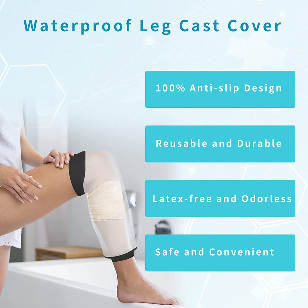 Yunnyp Knee Cast Cover for Shower, Waterproof Bandage and Cast Protector for Knee Replacement Surgery, Wound, Burns Watertight Protection Reusable