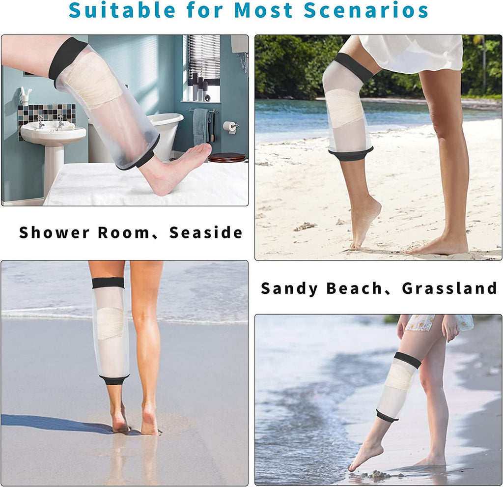 Yunnyp Knee Cast Cover for Shower, Waterproof Bandage and Cast Protector for Knee Replacement Surgery, Wound, Burns Watertight Protection Reusable