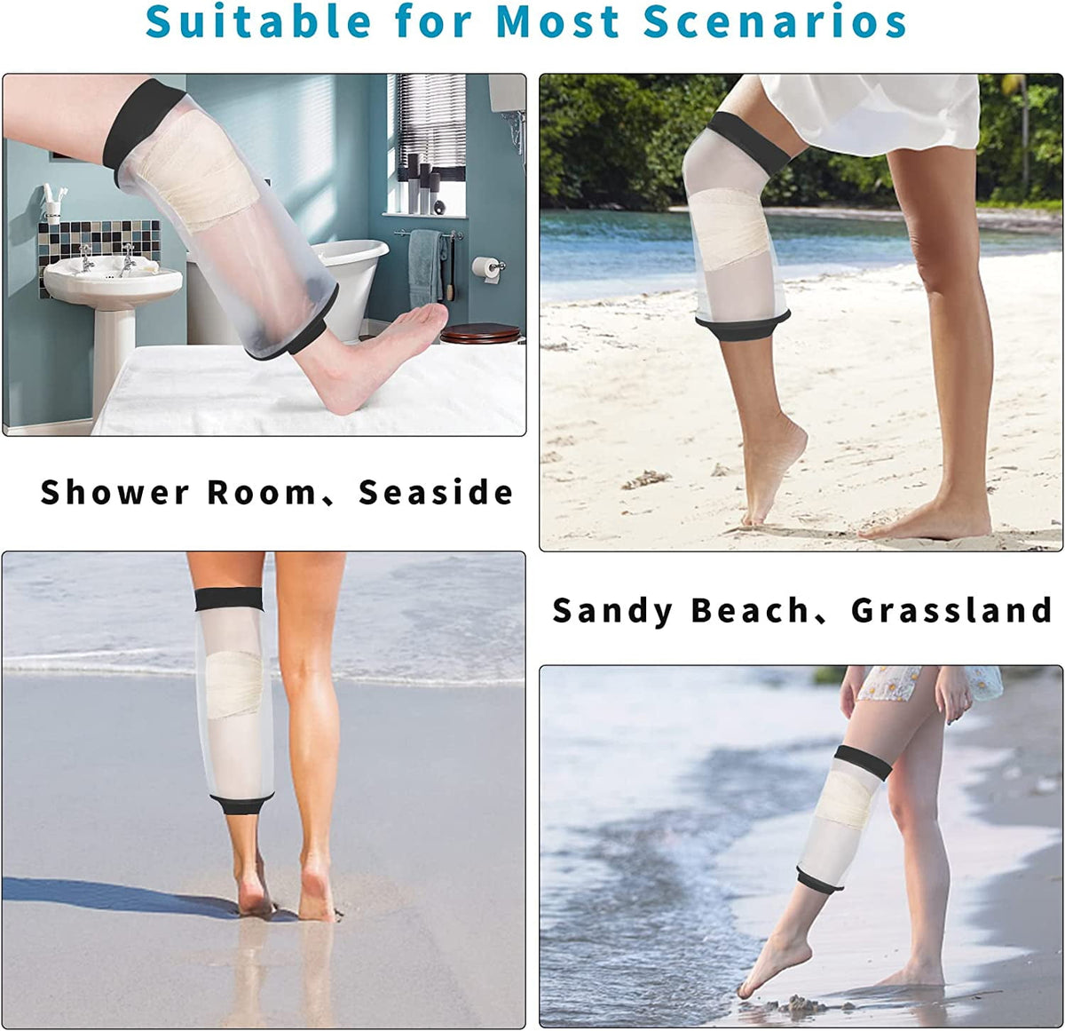 Yunnyp Knee Cast Cover for Shower, Waterproof Bandage and Cast Protector for Knee Replacement Surgery, Wound, Burns Watertight Protection Reusable