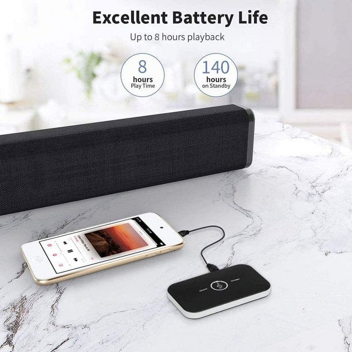 Yunnyp Bluetooth Transmitter Receiver - Bluetooth 5.0 Transmitter for TV, Wireless Audio Adapter for Home Stereo, Headphones, Speakers, Home Theater, TV, PC, Car