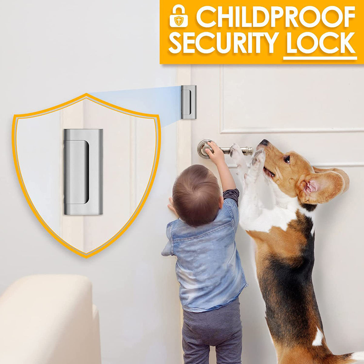 Yunnyp 2 Pack Door Reinforcement Lock for Kids Safety Withstand 800lbs Door Latch Lock, Add a Door Security Lock- Silver Extra Door Lock with 8 Screws Prevents Unauthorized Entry