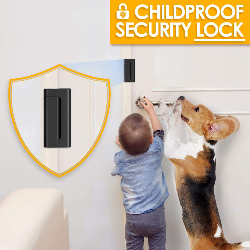 Yunnyp 2 Pack Door Reinforcement Lock for Kids Safety Withstand 800lbs Door Latch Lock, Add a Door Security Lock- Black Extra Door Lock with 8 Screws Prevents Unauthorized Entry