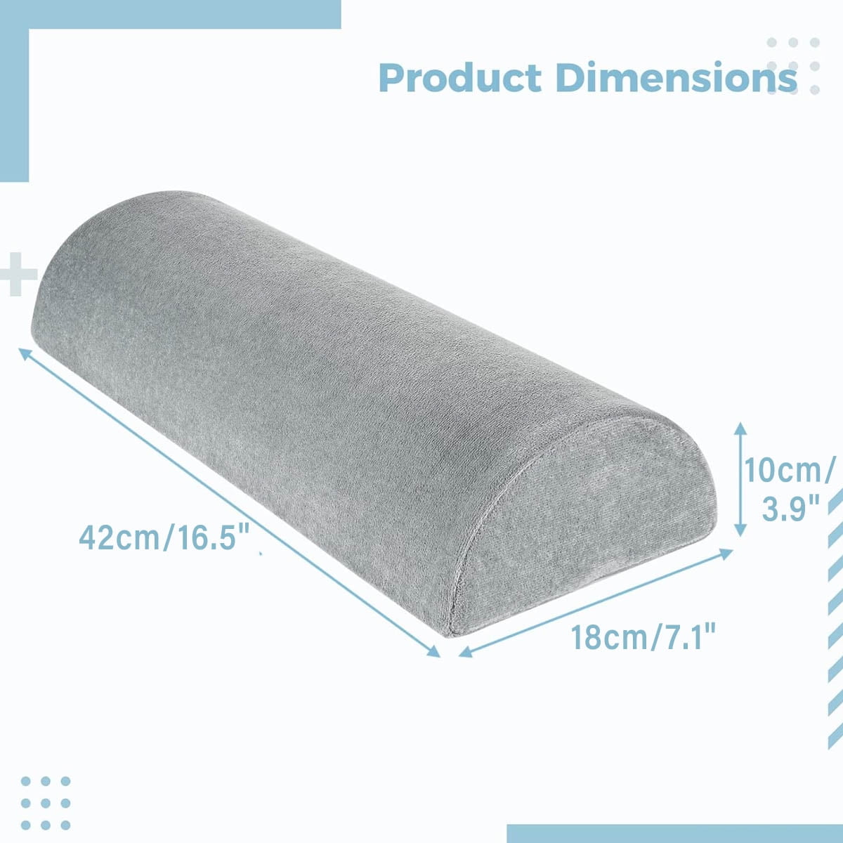Yunnyp Knee Pillow,Memory Foam Leg Support Elevator Pillow,Half Moon Bolster Pillow,High Density Foam& Ergonomic Design Bolster Pillow for Feet, Legs, Knees, Waist, Back, Neck