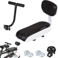 Yunnyp Bike Rear Seat Kit, Safety Carrier Bicycle Seat, Including Cushion and Backrest, Armrest Handrail, Footrests, Bell, Rear Bicycle Seat, white