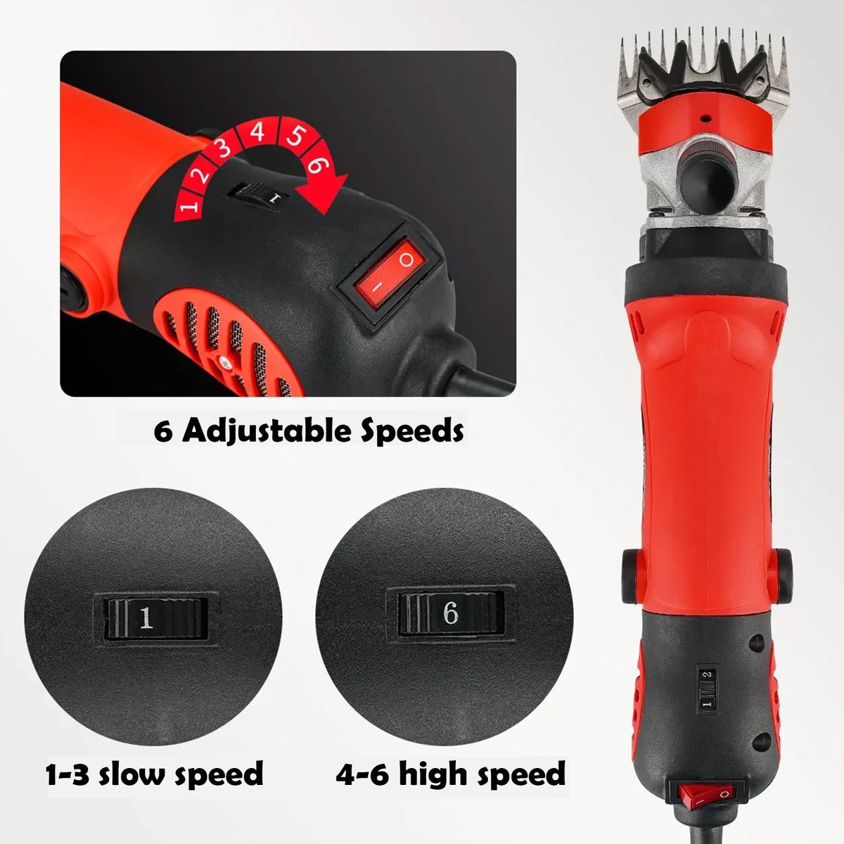 Petyoung 900W Electric Sheep Shears, 6-Speed Professional Grooming Clippers for Thick Coat Animals, Cats, Dogs, Pets