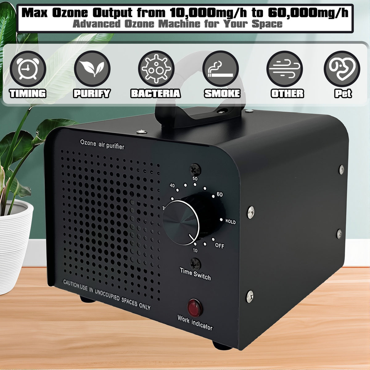Petyoung Portable Ozone Generator 60000mg/h, for Removes Odors,Air Purifier for Home & Car,Smoke,Offices,Pets