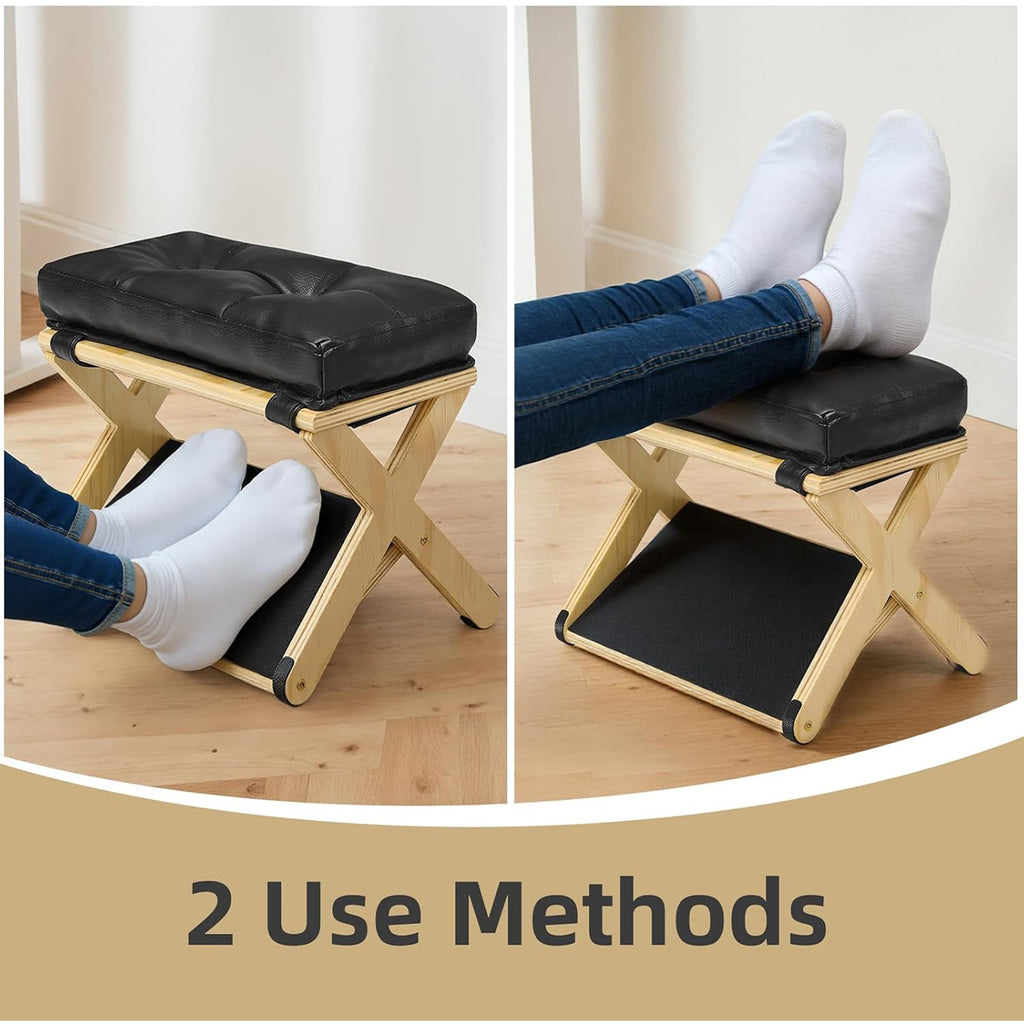 Petyoung Foot Rest Under Desk, Ergonomic Wooden Footrests, with Non-Slip Rubber Stepping Surface, for Home Office
