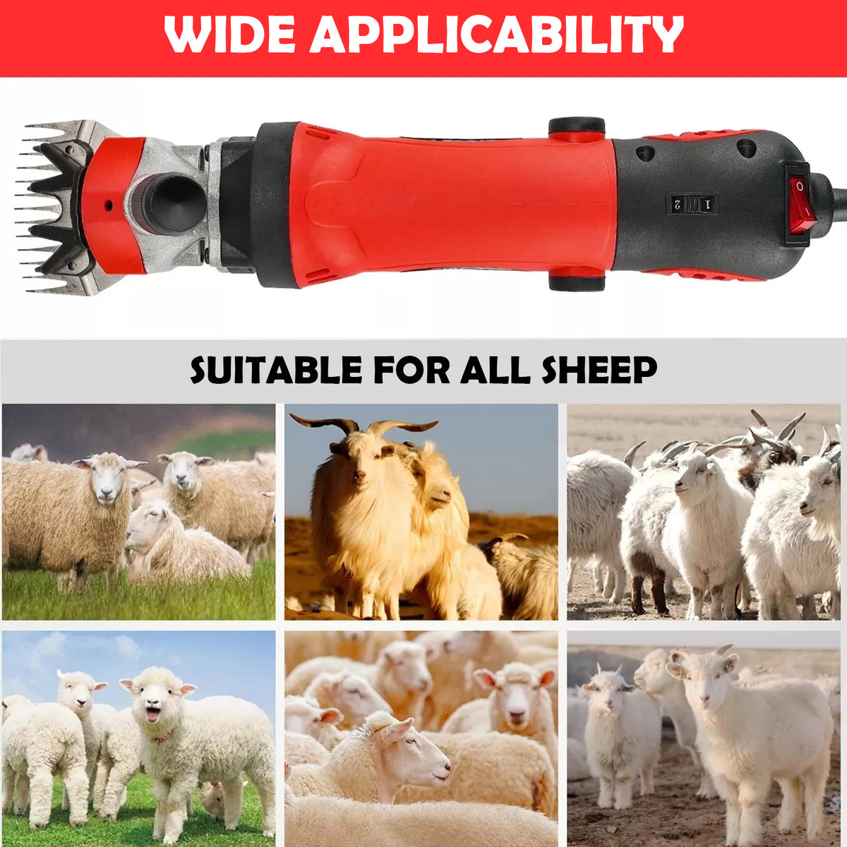 Petyoung 900W Electric Sheep Shears, 6-Speed Professional Grooming Clippers for Thick Coat Animals, Cats, Dogs, Pets