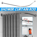 Yunnyp L-Shaped Shower Curtain Rod, Curved Shower Curtain Rod, Adjustable, Stainless Steel, No Drilling Adhesive Required, For Bathrooms, Tubs, Clothing Stores (27.5-37.4 in. X 27.5-37.4 in.)