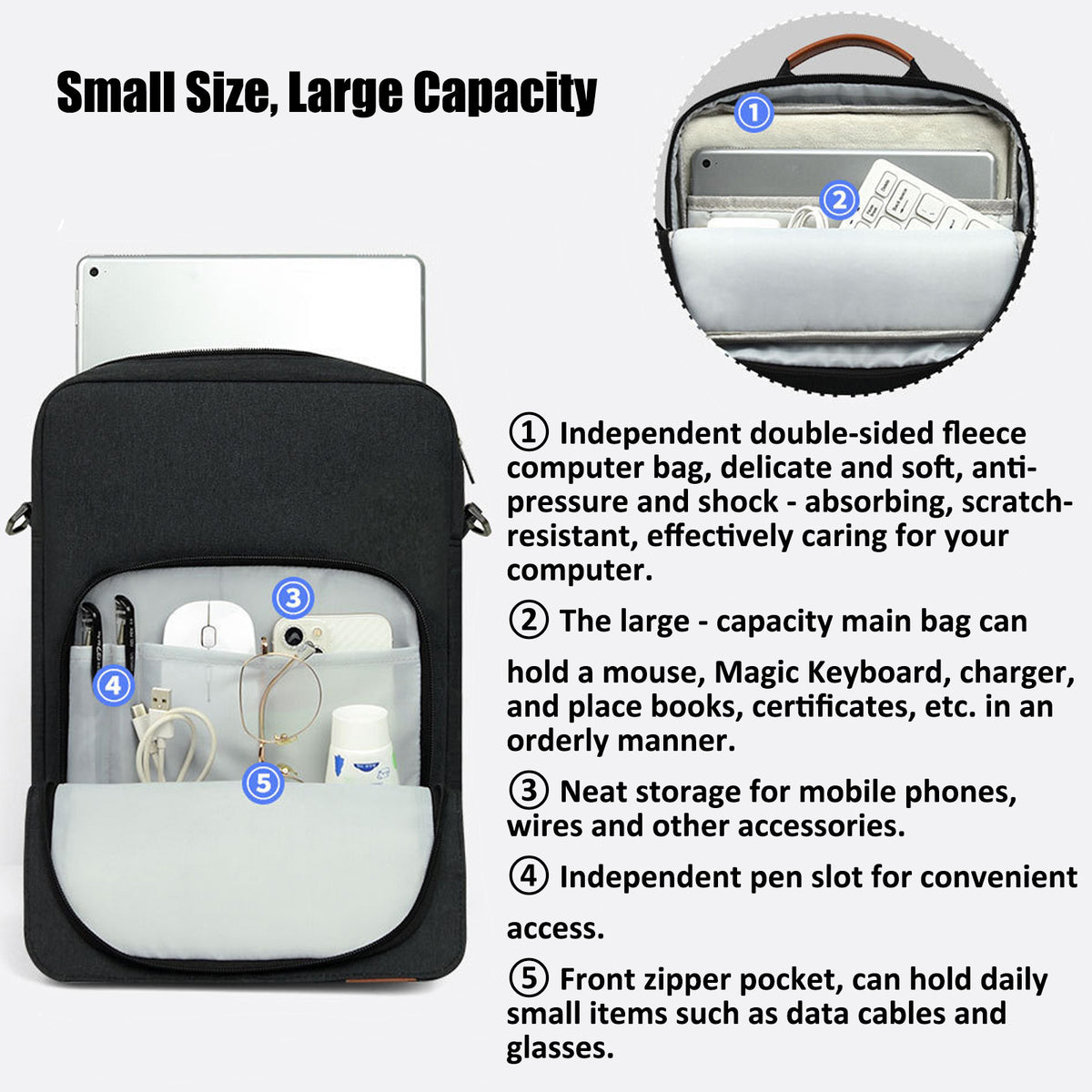Petyoung 9-11" Tablet Sleeve Bag Case with Shoulder Strap for iPad 10.2 2021-2019, iPad 10th 2022, iPad Air 5/4 10.9, iPad Pro 11 2022-2018, Galaxy Tab S9/S8/A8/A7 2023, Pink