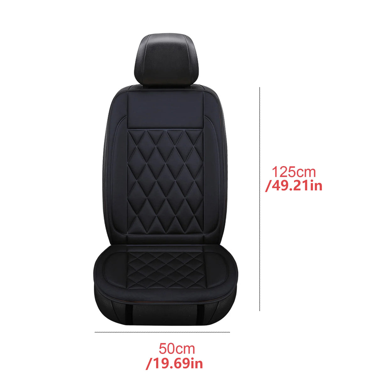 HQinX Heated Car Seat Cushion,Adjustable Temperature, PU Leather,with Thermostat and Overheat Protection,for Cars Trucks Vans SUV - Black