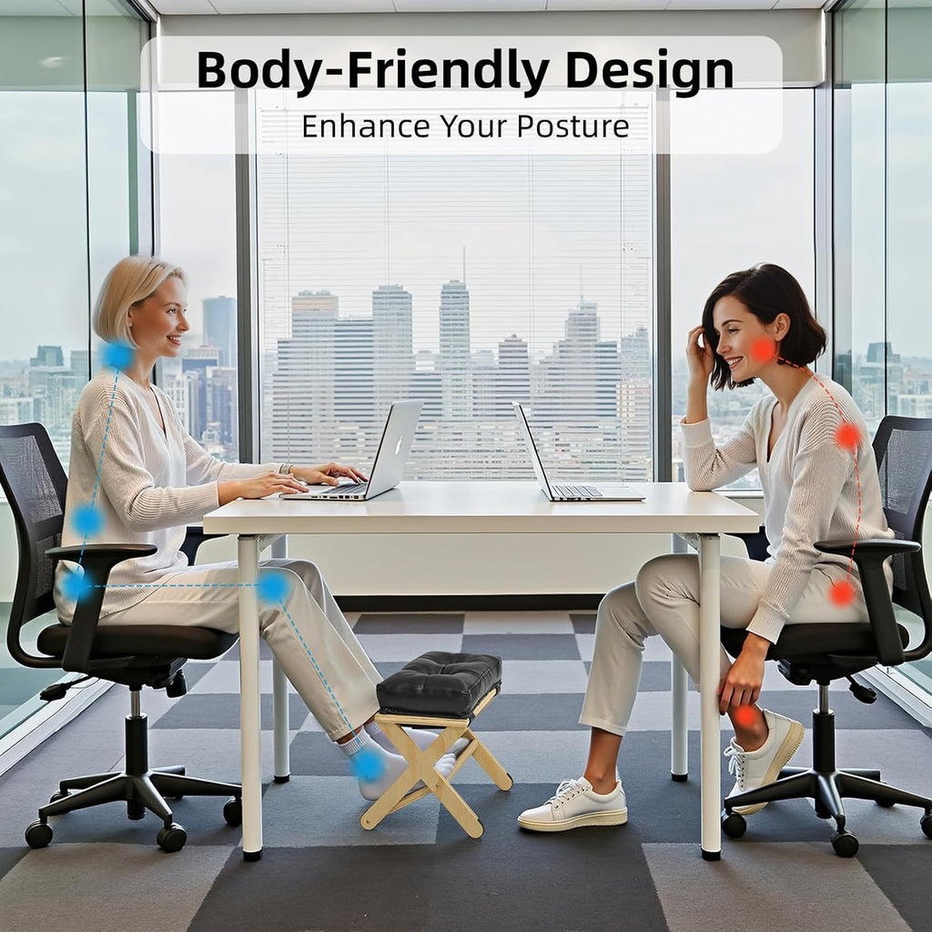 Petyoung Foot Rest Under Desk, Ergonomic Wooden Footrests, with Non-Slip Rubber Stepping Surface, for Home Office