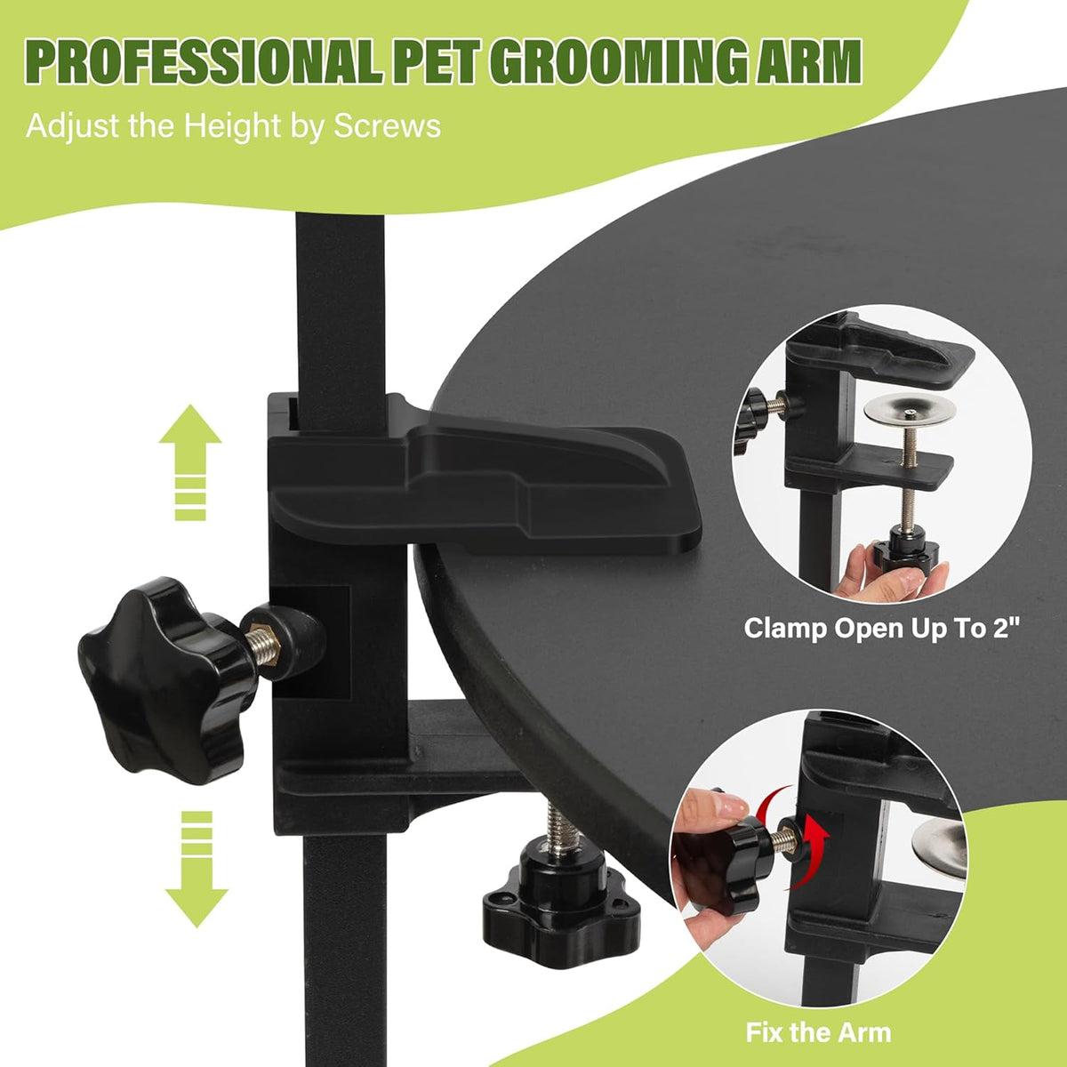 Petyoung Dog Grooming Arm & Hammock Set, 35" Adjustable Stand with Loop Noose & Haunch Holders for Small/Medium Dogs