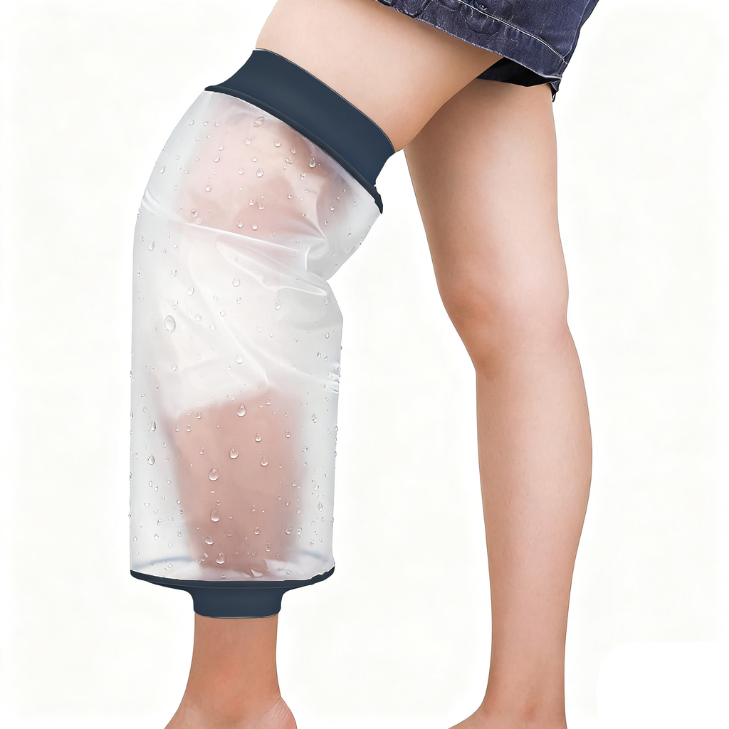 Yunnyp Knee Cast Cover for Shower, Waterproof Bandage and Cast Protector for Knee Replacement Surgery, Wound, Burns Watertight Protection Reusable