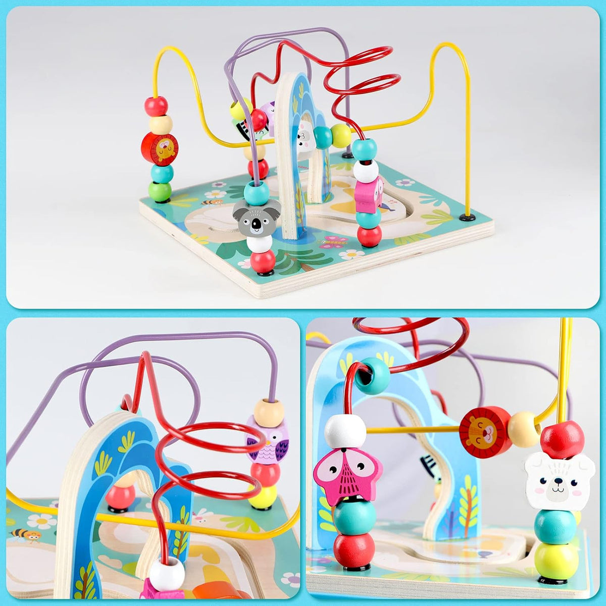 Petyoung Wooden Activity Cube, 5-in-1 Montessori Toy for 3+ Years, with Bead Maze & 5 Multicolor Sides, Ideal Gift for Boys & Girls