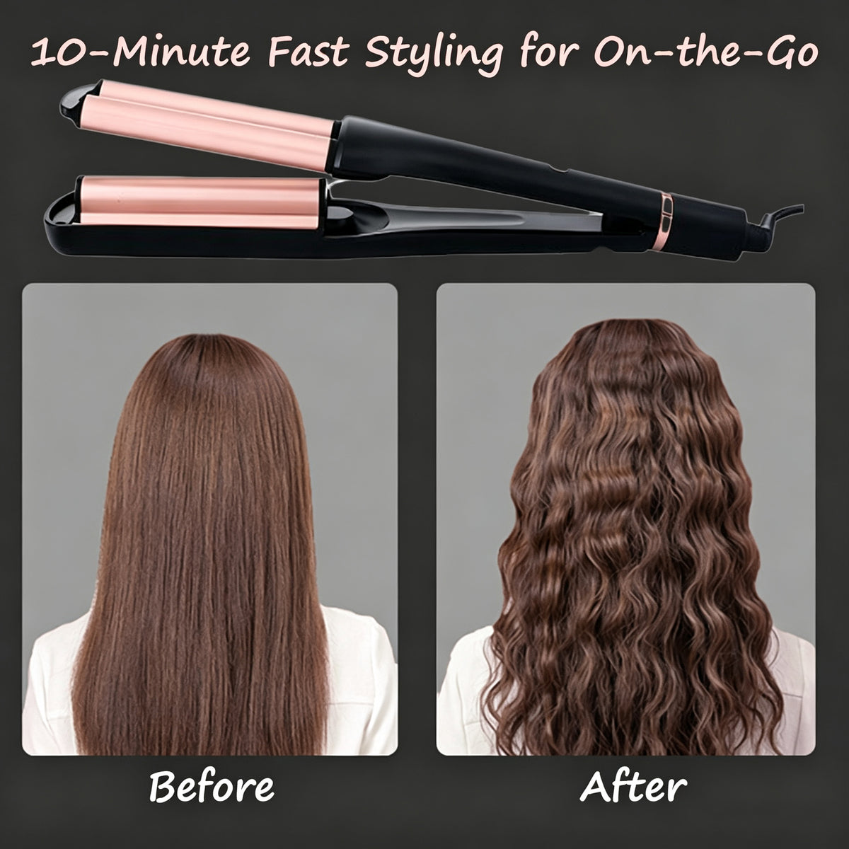 Petyoung 4 in 1 Hair Crimper & Waver,Adjustable 0.75"-1.25" Barrel,Fast Heat Ceramic Tourmaline Curling Iron,320-410°F for Beach/Mermaid/Deep Waves