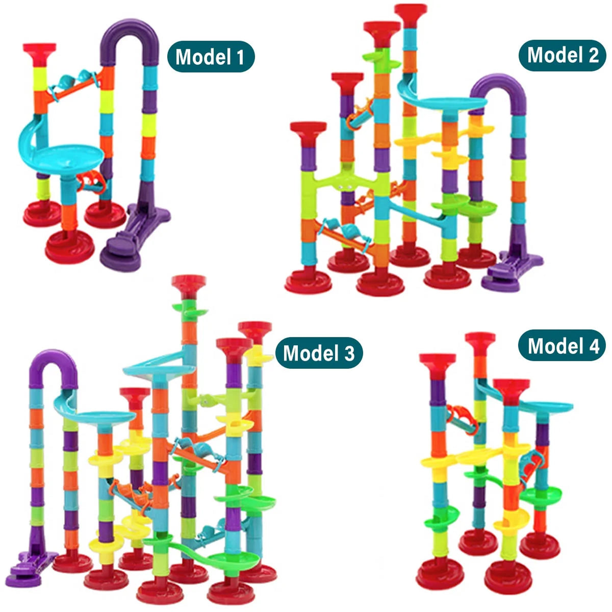Petyoung Glow Marble Run Elevator STEM Toy Set, 113-Piece Educational Building Blocks for Kids Ages 4-8