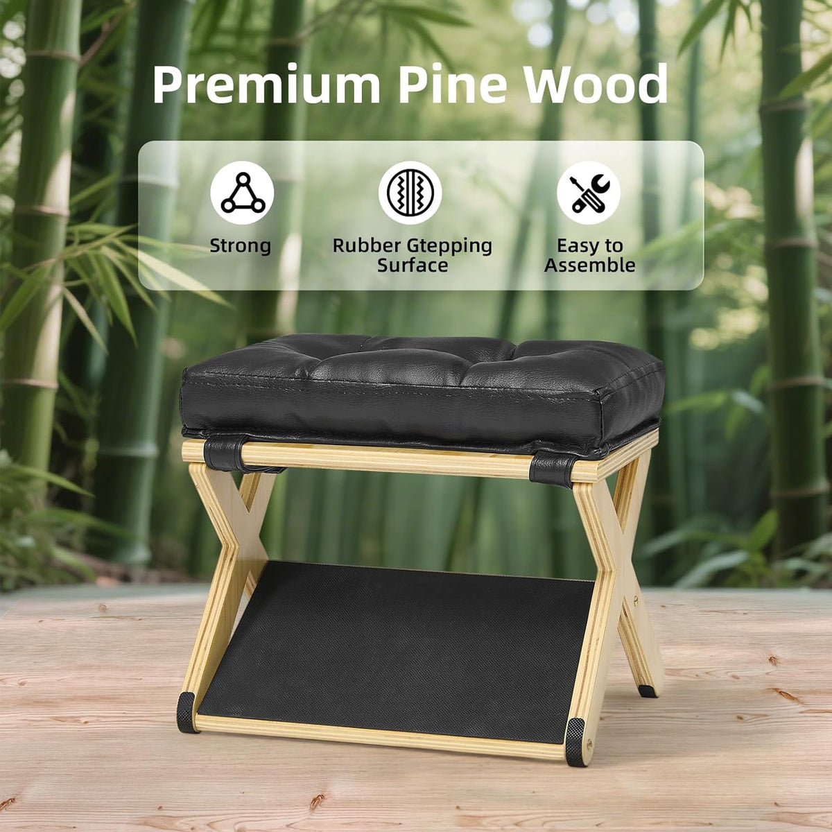 Petyoung Foot Rest Under Desk, Ergonomic Wooden Footrests, with Non-Slip Rubber Stepping Surface, for Home Office