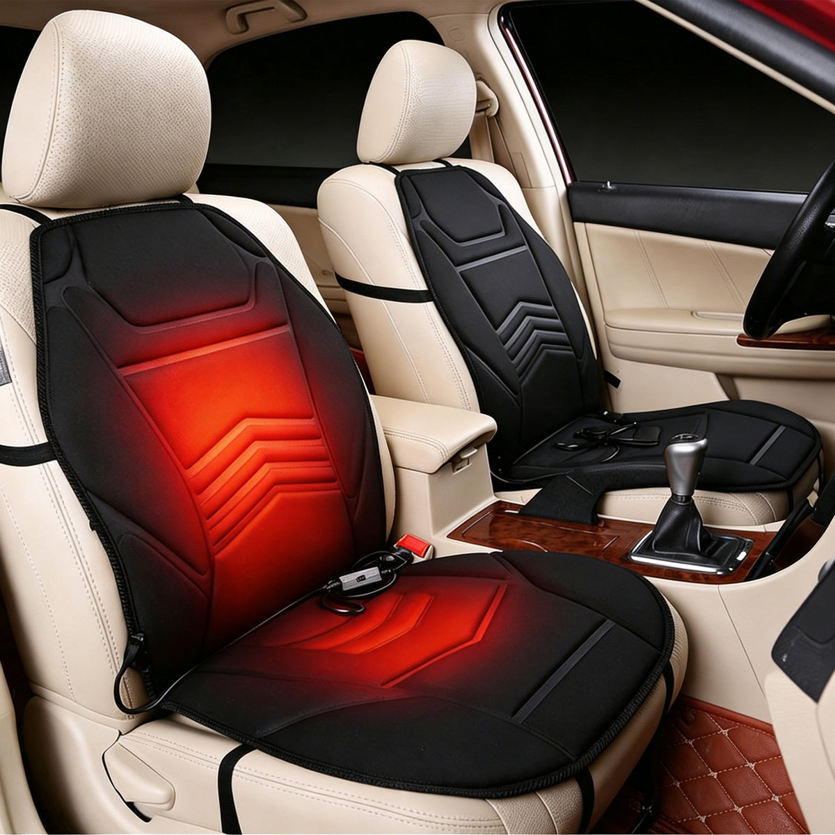 Petyoung Heated Seat Covers for Cars, 12V Car Seat Cushion Warmer with 2 Temp Settings, Universal Auto Seat Heater Pad for Truck SUV Van, Fast Heating & Overheat Protection