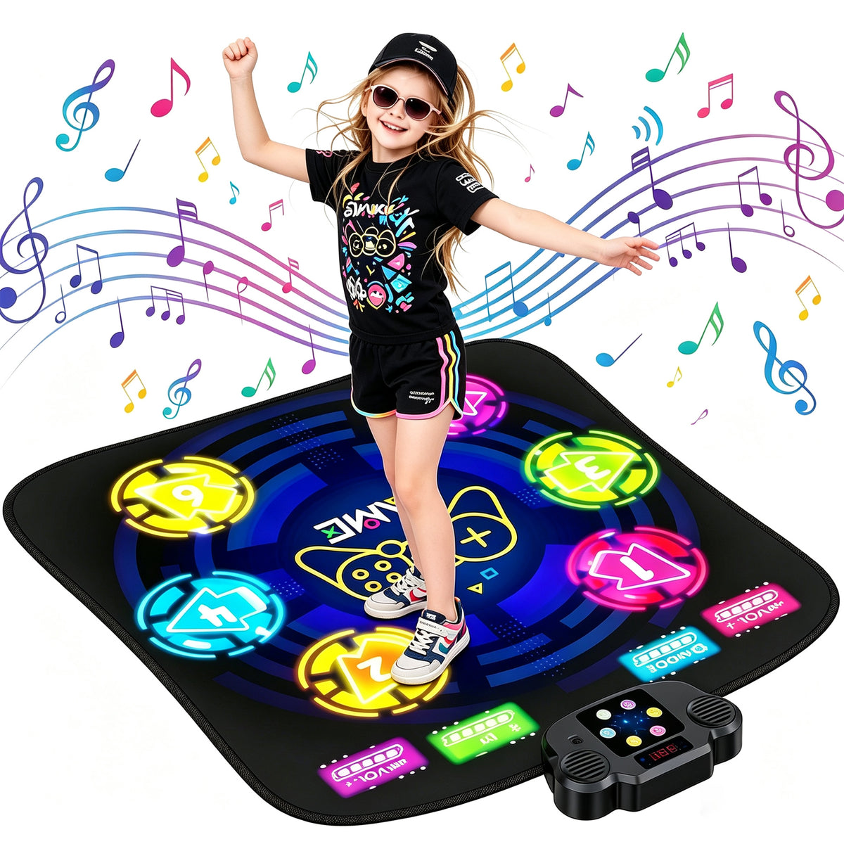 Petyoung LED Dance Mat for Kids, Bluetooth Electronic Dance Pad with 5 Game Modes, Non-Slip Rhythm Step Playmat, Gifts for Boys Girls Age 3-12