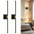 Petyoung 28.3" Wall Sconces Set of 2, Battery Operated Wall Lights with Remote, 360° Rotatable Rechargeable Wall Sconce, 3 Color Dimmable Wireless LED Light for Living Room Bedroom Hallway