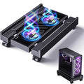 Petyoung PC Stand for Floor, Adjustable Computer Tower Stand with Cooler Fan RGB Light and 4 Locking Caster Wheels, for Students Gamers