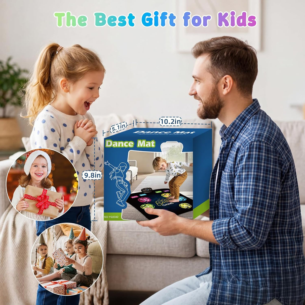 Petyoung LED Dance Mat for Kids, Bluetooth Electronic Dance Pad with 5 Game Modes, Non-Slip Rhythm Step Playmat, Gifts for Boys Girls Age 3-12