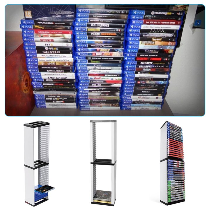 Yolispa Video Game Storage Stand Tower for PS5/ PS4/ PS3/ Xbox Series S & X/Xbox one Game, Universal Game Disc Holder Vertical Stand Organizer Tower, Hold 36pcs Video Game Discs