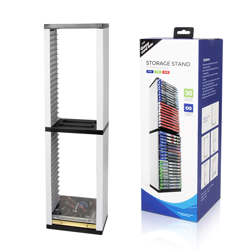 Yolispa Video Game Storage Stand Tower for PS5/ PS4/ PS3/ Xbox Series S & X/Xbox one Game, Universal Game Disc Holder Vertical Stand Organizer Tower, Hold 36pcs Video Game Discs