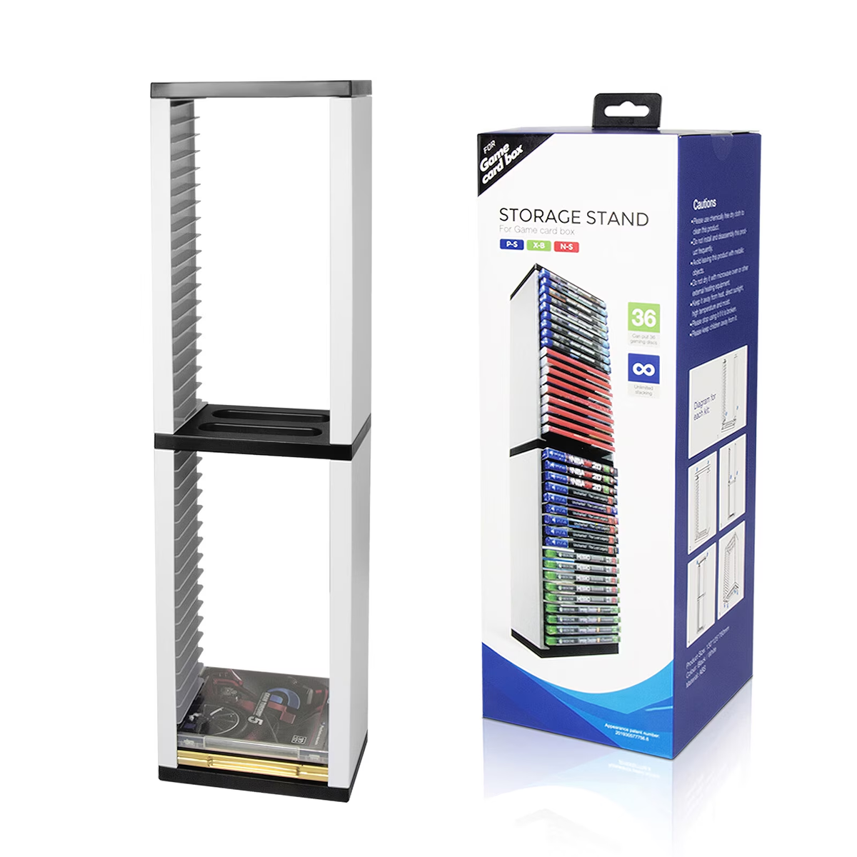 Yolispa Video Game Storage Stand Tower for PS5/ PS4/ PS3/ Xbox Series S & X/Xbox one Game, Universal Game Disc Holder Vertical Stand Organizer Tower, Hold 36pcs Video Game Discs