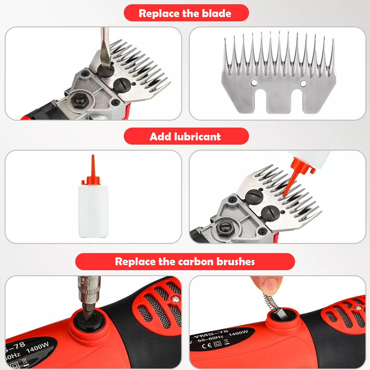 Petyoung 900W Electric Sheep Shears, 6-Speed Professional Grooming Clippers for Thick Coat Animals, Cats, Dogs, Pets