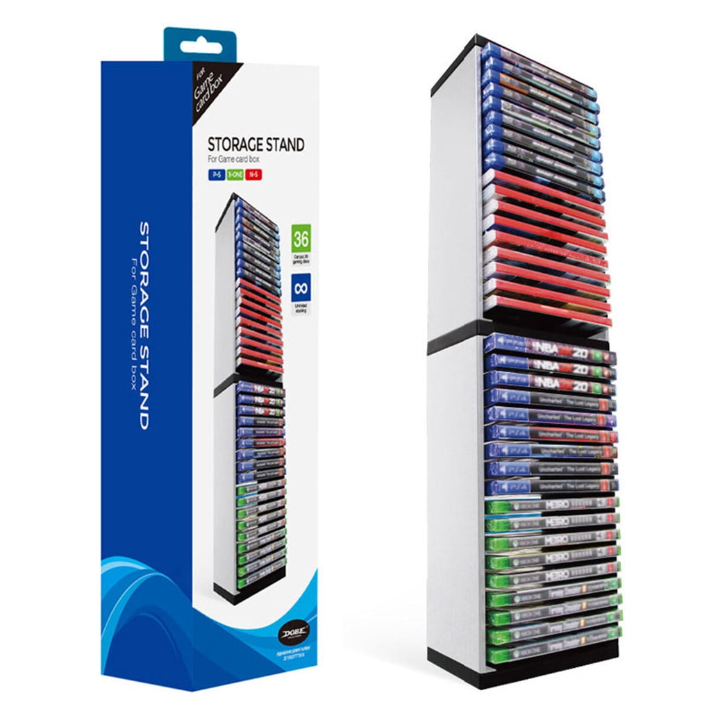 Yolispa Video Game Storage Stand Tower for PS5/ PS4/ PS3/ Xbox Series S & X/Xbox one Game, Universal Game Disc Holder Vertical Stand Organizer Tower, Hold 36pcs Video Game Discs