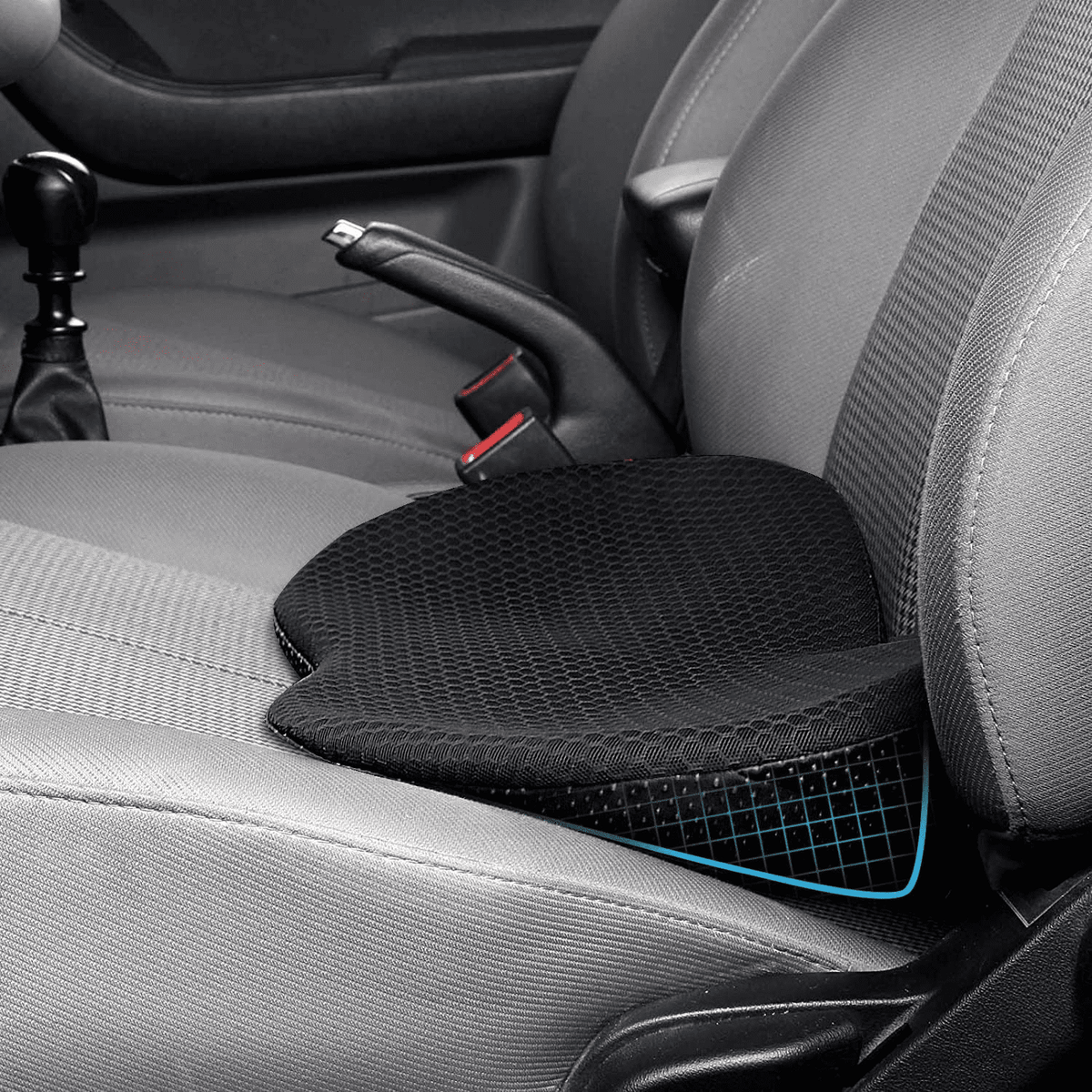 Yolispa Wedge Car Seat Cushion: Memory Foam Truck Seat Cushion for Car Seat Driver - Sciatica and Back Pain Relief for Drivers(Black)