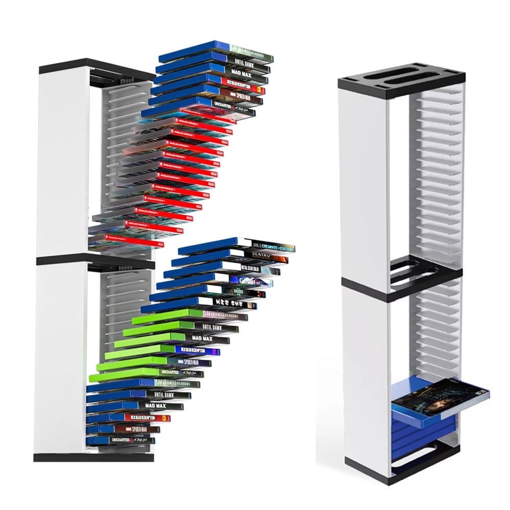 Yolispa Video Game Storage Stand Tower for PS5/ PS4/ PS3/ Xbox Series S & X/Xbox one Game, Universal Game Disc Holder Vertical Stand Organizer Tower, Hold 36pcs Video Game Discs