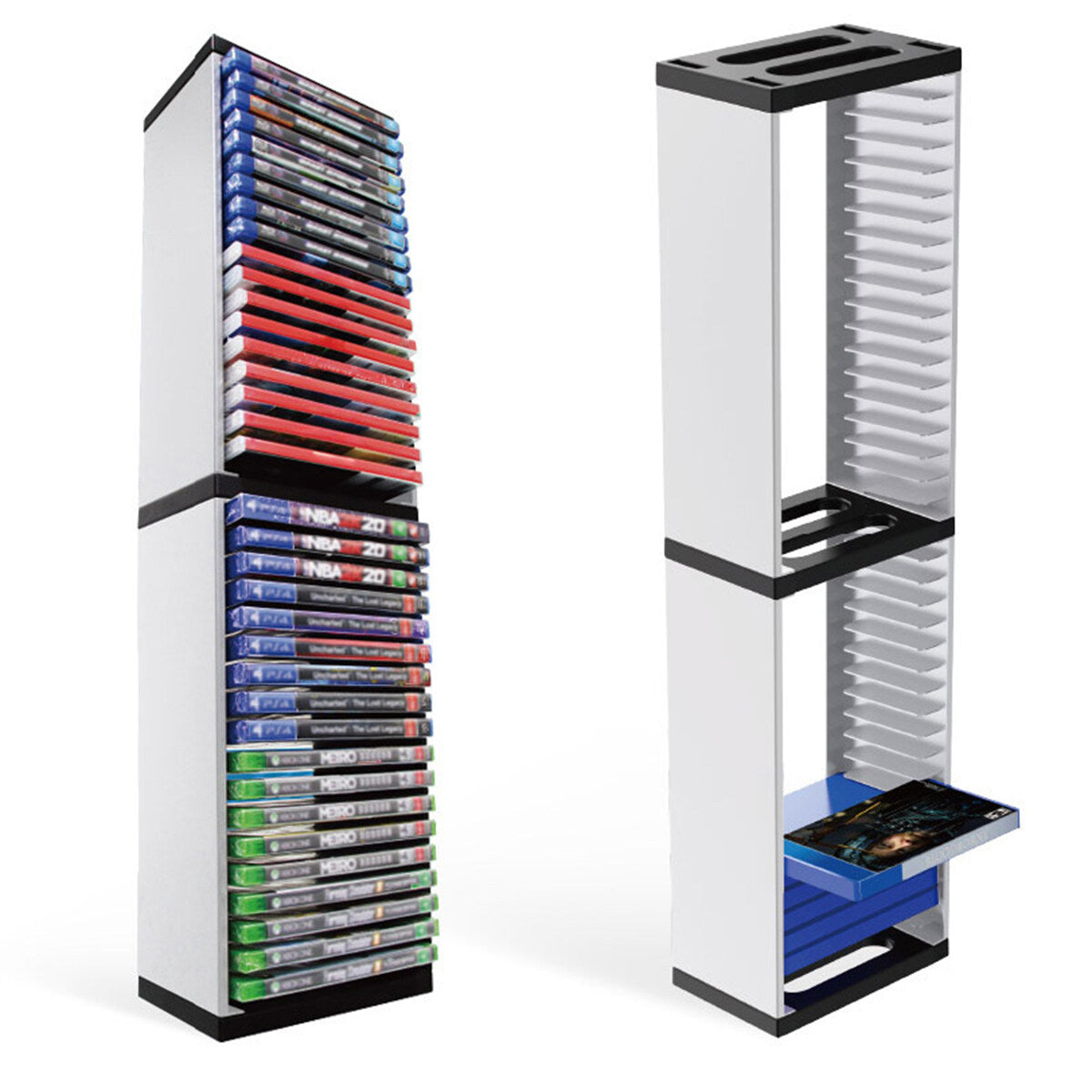 Yolispa Video Game Storage Stand Tower for PS5/ PS4/ PS3/ Xbox Series S & X/Xbox one Game, Universal Game Disc Holder Vertical Stand Organizer Tower, Hold 36pcs Video Game Discs