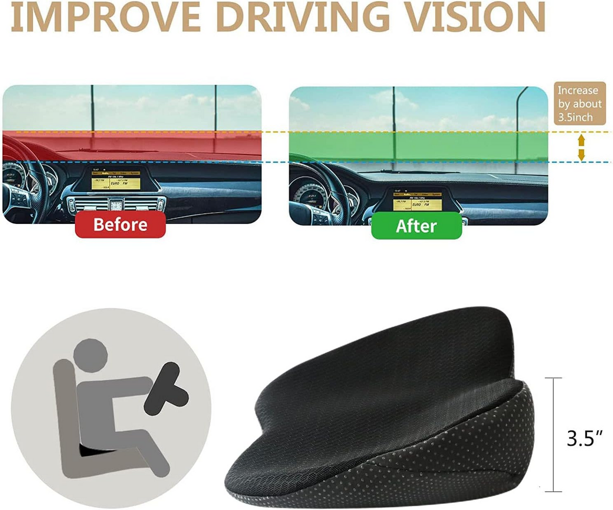 Yolispa Wedge Car Seat Cushion: Memory Foam Truck Seat Cushion for Car Seat Driver - Sciatica and Back Pain Relief for Drivers(Black)