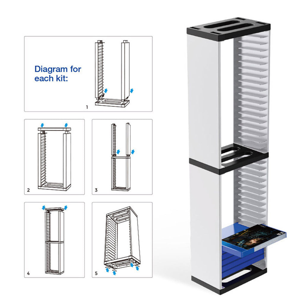 Yolispa Video Game Storage Stand Tower for PS5/ PS4/ PS3/ Xbox Series S & X/Xbox one Game, Universal Game Disc Holder Vertical Stand Organizer Tower, Hold 36pcs Video Game Discs