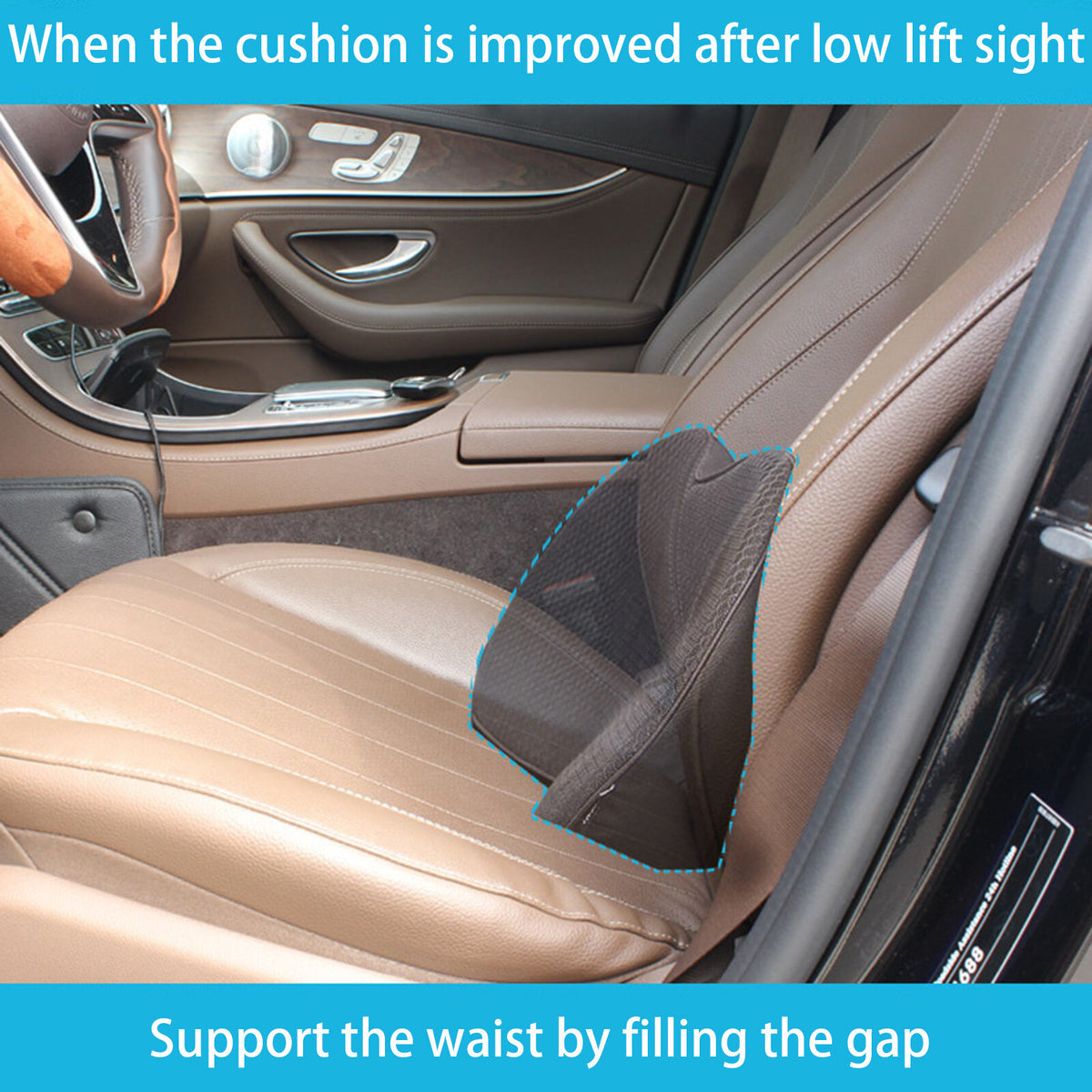 Yolispa Wedge Car Seat Cushion: Memory Foam Truck Seat Cushion for Car Seat Driver - Sciatica and Back Pain Relief for Drivers(Black)