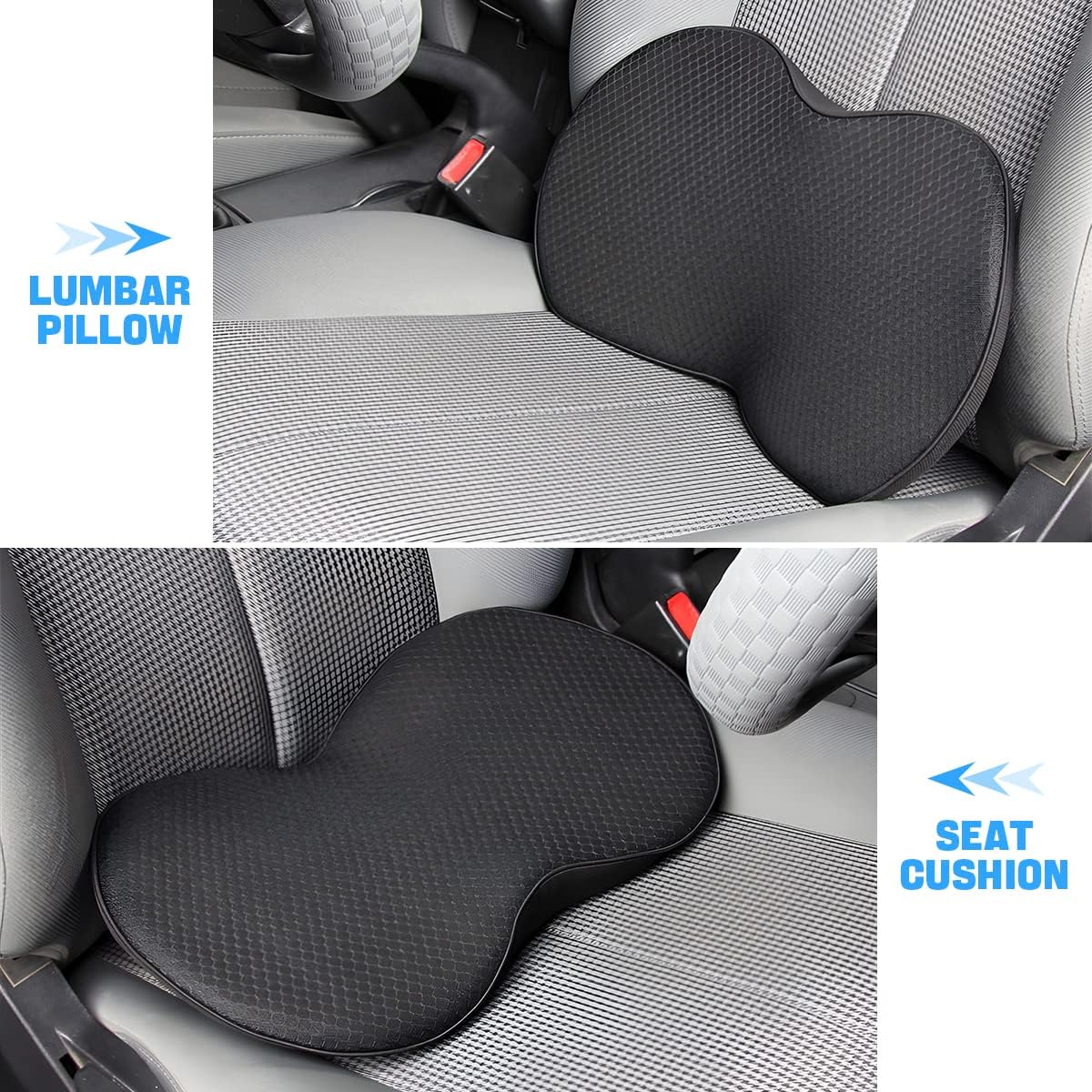 Yolispa Wedge Car Seat Cushion: Memory Foam Truck Seat Cushion for Car Seat Driver - Sciatica and Back Pain Relief for Drivers(Black)