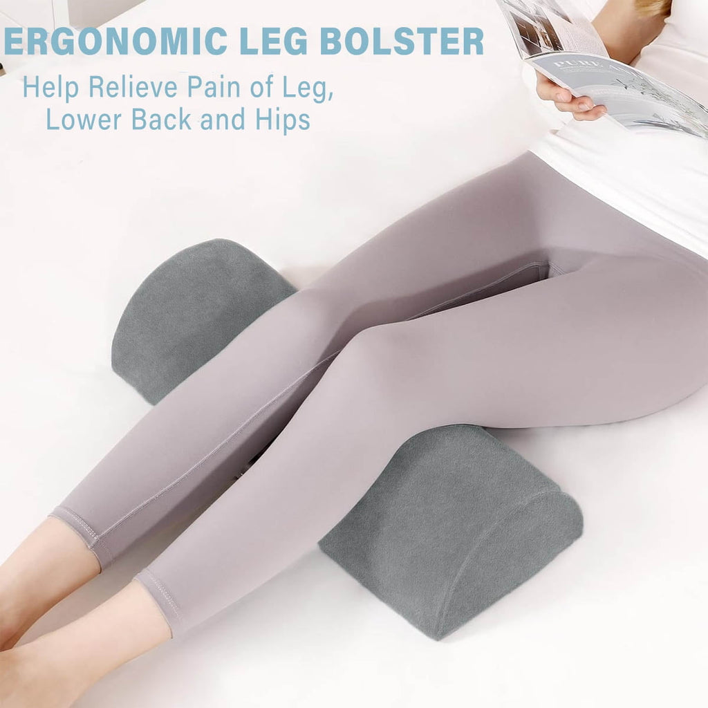 Yunnyp Knee Pillow,Memory Foam Leg Support Elevator Pillow,Half Moon Bolster Pillow,High Density Foam& Ergonomic Design Bolster Pillow for Feet, Legs, Knees, Waist, Back, Neck