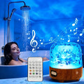 Yunnyp Shower Lamp with Bluetooth Speaker, Waterproof Shower Lamp, 16 Colors Ocean Wave Projector Light with Remote & Touch Control, Music Lamps for Inside Shower Bathroom Bathtub, Walnut color