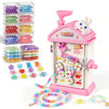 HechoVinen 2-in-1 Beads Bracelet Maker Machine & Hand-Crank Bunny Toys, Jewelry Making Kit with 400 Beads, Built-in Storage & Bead Recycler, DIY Friendship Bracelets for Girls 6-12 Birthday Xmas Gift