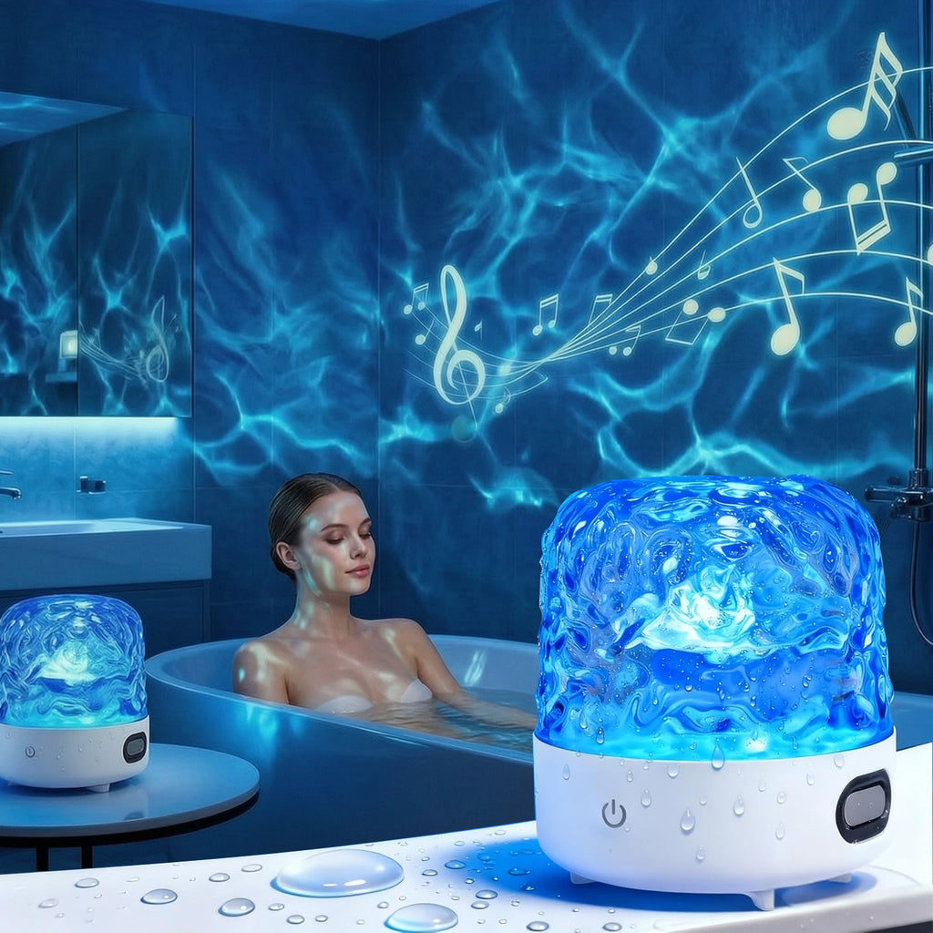 Yunnyp Shower Lamp with Bluetooth Speaker, Waterproof Shower Lamp, 16 Colors Ocean Wave Projector Light with Remote & Touch Control, Music Lamps for Inside Shower Bathroom Bathtub