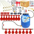 Yunnyp Complete Set Pipeline Automatic Chicken Waterer System(58 Accessories Included)Chicken Water Cups, Chicken Waters,Poultry Waterer,Chicken Watering System,with PVC Pipeline,Float Valve and Hose