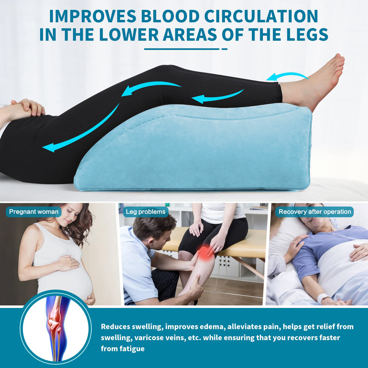 Yunnyp Inflatable Leg Rest, Leg Wedge Pillow for Raising Legs and Kneehelps Relieve Edema - Improves Blood Circulation, Light and Portable