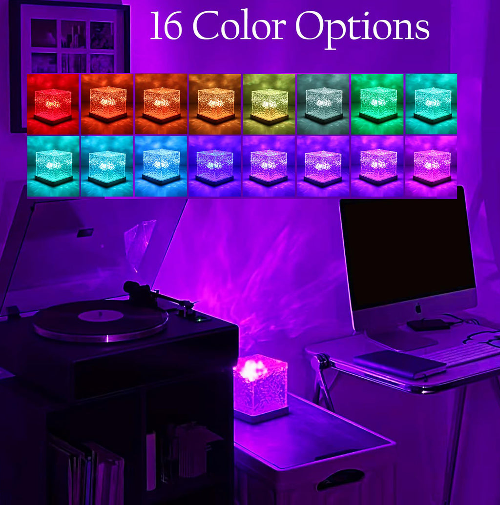 Yunnyp Night Light Projector,16 Colors Gradual Rotating with Remote Control ,Wave Night Light for Bedroom Office Restaurant Ideal Birthday Gifts for All