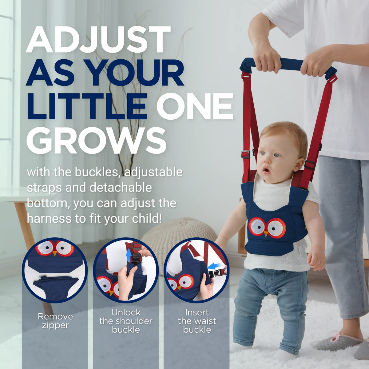 Yunnyp Baby Walking Harness, Handheld Kids Walker Helper - Toddler Infant Walker Assistant Belt Child Learning Walk Support Trainer Tool for 7-24 Month Old